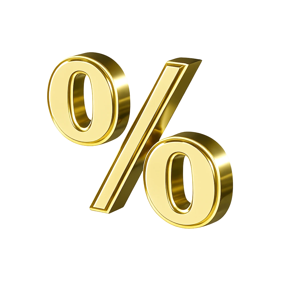 Gold percent sign illustration