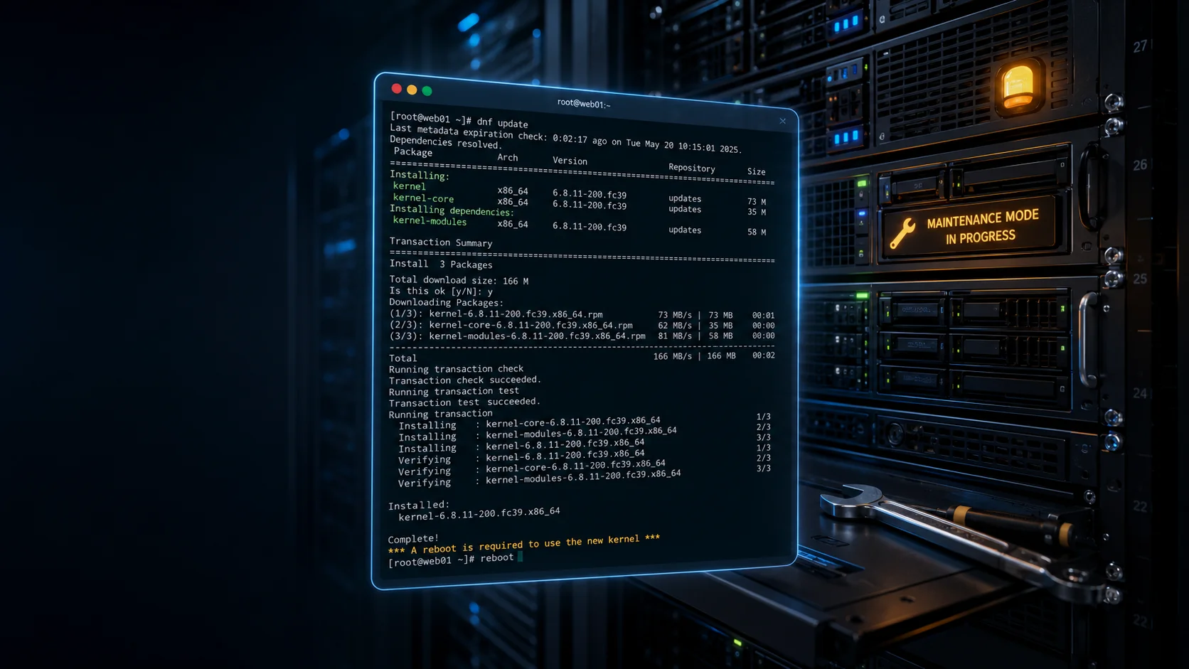 Emergency maintenance kernel update